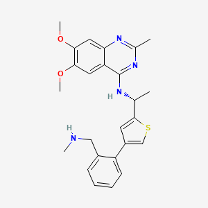 molecular formula C25H28N4O2S B605931 (R)-6,7-Dimethoxy-2-methyl-N-(1-(4-(2-((methylamino)methyl)phenyl)thiophen-2-yl)ethyl)quinazolin-4-amine 