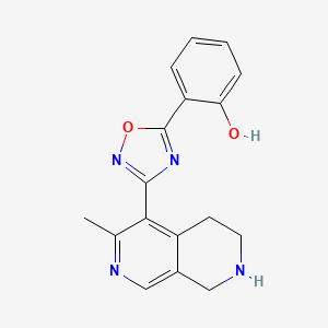 molecular formula C17H16N4O2 B6059330 2-[3-(3-methyl-5,6,7,8-tetrahydro-2,7-naphthyridin-4-yl)-1,2,4-oxadiazol-5-yl]phenol trifluoroacetate (salt) 