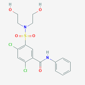 molecular formula C17H18Cl2N2O5S B6059380 5-{[bis(2-hydroxyethyl)amino]sulfonyl}-2,4-dichloro-N-phenylbenzamide 