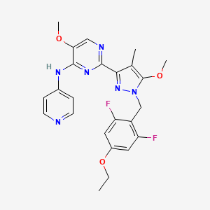 molecular formula C24H24F2N6O3 B605939 2-[1-[(4-乙氧基-2,6-二氟苯基)甲基]-5-甲氧基-4-甲基吡唑-3-基]-5-甲氧基-N-吡啶-4-基嘧啶-4-胺 CAS No. 1445830-39-6