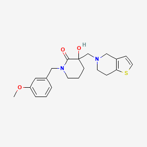 molecular formula C21H26N2O3S B6059438 3-(6,7-dihydrothieno[3,2-c]pyridin-5(4H)-ylmethyl)-3-hydroxy-1-(3-methoxybenzyl)-2-piperidinone 