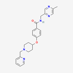 molecular formula C24H27N5O2 B6059441 N-[(5-methyl-2-pyrazinyl)methyl]-4-{[1-(2-pyridinylmethyl)-4-piperidinyl]oxy}benzamide 
