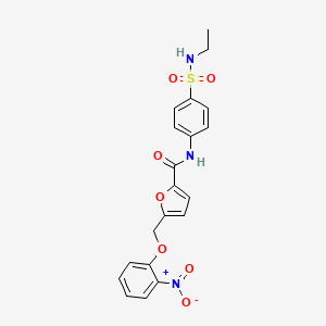 molecular formula C20H19N3O7S B6059455 N-{4-[(ethylamino)sulfonyl]phenyl}-5-[(2-nitrophenoxy)methyl]-2-furamide 