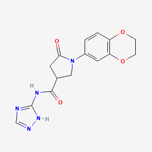 molecular formula C15H15N5O4 B6059477 1-(2,3-dihydro-1,4-benzodioxin-6-yl)-5-oxo-N-1H-1,2,4-triazol-3-yl-3-pyrrolidinecarboxamide 