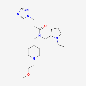 molecular formula C21H38N6O2 B6059490 N-[(1-ethyl-2-pyrrolidinyl)methyl]-N-{[1-(2-methoxyethyl)-4-piperidinyl]methyl}-3-(1H-1,2,4-triazol-1-yl)propanamide 