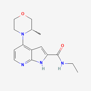 molecular formula C15H20N4O2 B605951 N-ethyl-4-[(3S)-3-methylmorpholin-4-yl]-1H-pyrrolo[2,3-b]pyridine-2-carboxamide CAS No. 2109805-96-9