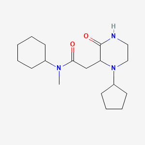 molecular formula C18H31N3O2 B6059521 N-cyclohexyl-2-(1-cyclopentyl-3-oxo-2-piperazinyl)-N-methylacetamide 