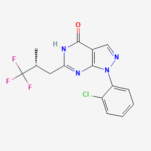 B605953 4H-Pyrazolo(3,4-d)pyrimidin-4-one, 1-(2-chlorophenyl)-1,5-dihydro-6-((2R)-3,3,3-trifluoro-2-methylpropyl)- CAS No. 794568-92-6