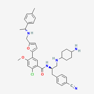molecular formula C38H44ClN5O3 B605958 N-[(2R)-1-[(4-氨基环己基)氨基]-3-(4-氰基苯基)丙-2-基]-2-氯-4-甲氧基-5-[5-[[[(1R)-1-(4-甲基苯基)乙基]氨基]甲基]呋喃-2-基]苯甲酰胺 CAS No. 2099142-76-2