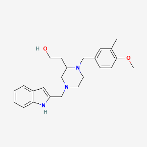 molecular formula C24H31N3O2 B6059604 2-[4-(1H-indol-2-ylmethyl)-1-(4-methoxy-3-methylbenzyl)-2-piperazinyl]ethanol 