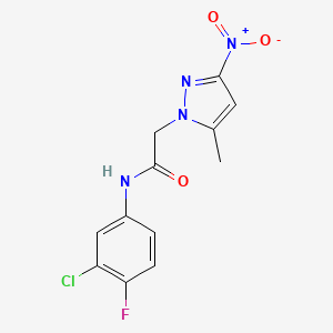 molecular formula C12H10ClFN4O3 B6059612 N-(3-chloro-4-fluorophenyl)-2-(5-methyl-3-nitro-1H-pyrazol-1-yl)acetamide 