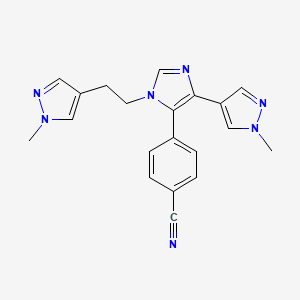 molecular formula C20H19N7 B605963 4-(4-(1-甲基-1H-吡唑-4-基)-1-(2-(1-甲基-1H-吡唑-4-基)乙基)-1H-咪唑-5-基)苯甲腈 CAS No. 1665195-94-7