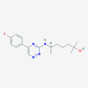 molecular formula C17H23FN4O B6059631 6-{[5-(4-fluorophenyl)-1,2,4-triazin-3-yl]amino}-2-methyl-2-heptanol 