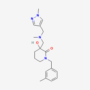 molecular formula C20H28N4O2 B6059642 3-hydroxy-1-(3-methylbenzyl)-3-({methyl[(1-methyl-1H-pyrazol-4-yl)methyl]amino}methyl)-2-piperidinone 