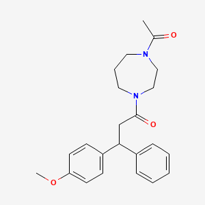 molecular formula C23H28N2O3 B6059684 1-acetyl-4-[3-(4-methoxyphenyl)-3-phenylpropanoyl]-1,4-diazepane 