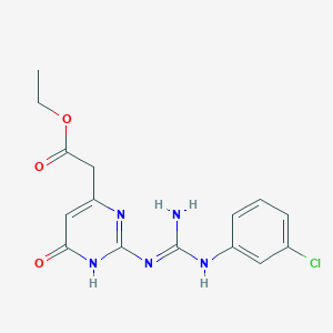 molecular formula C15H16ClN5O3 B6059696 ethyl (2-{[[(3-chlorophenyl)amino](imino)methyl]amino}-6-hydroxy-4-pyrimidinyl)acetate 