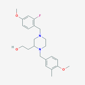 molecular formula C23H31FN2O3 B6059704 2-[4-(2-fluoro-4-methoxybenzyl)-1-(4-methoxy-3-methylbenzyl)-2-piperazinyl]ethanol 