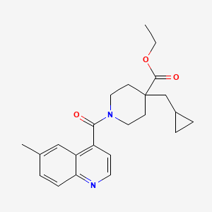 molecular formula C23H28N2O3 B6059745 ethyl 4-(cyclopropylmethyl)-1-[(6-methyl-4-quinolinyl)carbonyl]-4-piperidinecarboxylate 