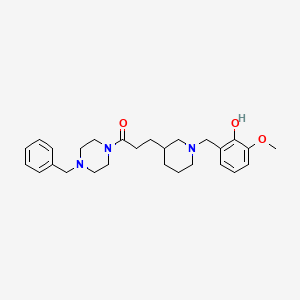 molecular formula C27H37N3O3 B6059746 2-({3-[3-(4-benzyl-1-piperazinyl)-3-oxopropyl]-1-piperidinyl}methyl)-6-methoxyphenol 