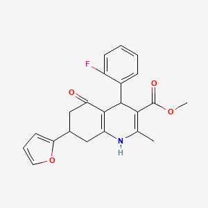 molecular formula C22H20FNO4 B6059777 methyl 4-(2-fluorophenyl)-7-(2-furyl)-2-methyl-5-oxo-1,4,5,6,7,8-hexahydro-3-quinolinecarboxylate 