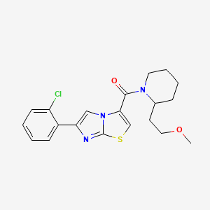 molecular formula C20H22ClN3O2S B6059813 6-(2-chlorophenyl)-3-{[2-(2-methoxyethyl)-1-piperidinyl]carbonyl}imidazo[2,1-b][1,3]thiazole 