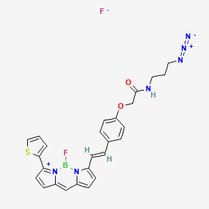 molecular formula C26H23BF2N6O2S B605983 N-(3-azidopropyl)-2-[4-[(E)-2-(2-fluoro-12-thiophen-2-yl-3-aza-1-azonia-2-boratricyclo[7.3.0.03,7]dodeca-1(12),4,6,8,10-pentaen-4-yl)ethenyl]phenoxy]acetamide;fluoride CAS No. 2183473-22-3