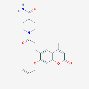 molecular formula C23H28N2O5 B6059833 1-(3-{4-methyl-7-[(2-methyl-2-propen-1-yl)oxy]-2-oxo-2H-chromen-6-yl}propanoyl)-4-piperidinecarboxamide 