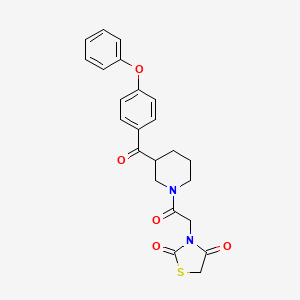 molecular formula C23H22N2O5S B6059847 3-{2-oxo-2-[3-(4-phenoxybenzoyl)-1-piperidinyl]ethyl}-1,3-thiazolidine-2,4-dione 