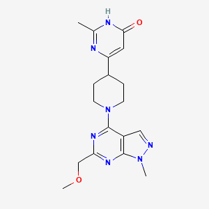 molecular formula C18H23N7O2 B6059856 6-{1-[6-(methoxymethyl)-1-methyl-1H-pyrazolo[3,4-d]pyrimidin-4-yl]-4-piperidinyl}-2-methyl-4-pyrimidinol 
