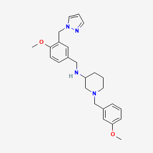 molecular formula C25H32N4O2 B6059864 1-(3-methoxybenzyl)-N-[4-methoxy-3-(1H-pyrazol-1-ylmethyl)benzyl]-3-piperidinamine 