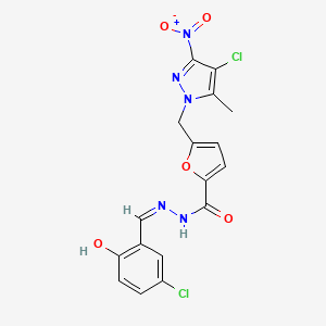 molecular formula C17H13Cl2N5O5 B6059880 N'-(5-chloro-2-hydroxybenzylidene)-5-[(4-chloro-5-methyl-3-nitro-1H-pyrazol-1-yl)methyl]-2-furohydrazide 