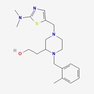 molecular formula C20H30N4OS B6059885 2-[4-{[2-(dimethylamino)-1,3-thiazol-5-yl]methyl}-1-(2-methylbenzyl)-2-piperazinyl]ethanol 
