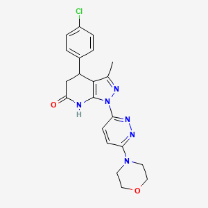 molecular formula C21H21ClN6O2 B6059946 4-(4-chlorophenyl)-3-methyl-1-[6-(4-morpholinyl)-3-pyridazinyl]-1,4,5,7-tetrahydro-6H-pyrazolo[3,4-b]pyridin-6-one 