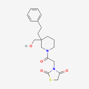 3-{2-[3-(hydroxymethyl)-3-(2-phenylethyl)-1-piperidinyl]-2-oxoethyl}-1,3-thiazolidine-2,4-dione