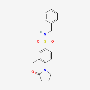 molecular formula C18H20N2O3S B6059970 N-benzyl-3-methyl-4-(2-oxo-1-pyrrolidinyl)benzenesulfonamide 