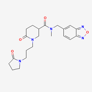 molecular formula C21H27N5O4 B6059978 N-(2,1,3-benzoxadiazol-5-ylmethyl)-N-methyl-6-oxo-1-[3-(2-oxo-1-pyrrolidinyl)propyl]-3-piperidinecarboxamide 