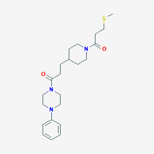 molecular formula C22H33N3O2S B6059984 1-(3-{1-[3-(methylthio)propanoyl]-4-piperidinyl}propanoyl)-4-phenylpiperazine 