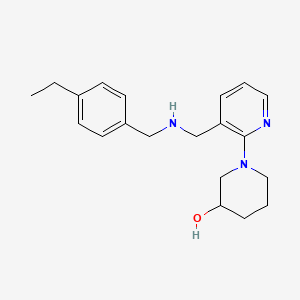 molecular formula C20H27N3O B6060001 1-(3-{[(4-ethylbenzyl)amino]methyl}-2-pyridinyl)-3-piperidinol 