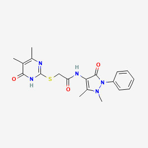 molecular formula C19H21N5O3S B6060035 N-(1,5-dimethyl-3-oxo-2-phenyl-2,3-dihydro-1H-pyrazol-4-yl)-2-[(4-hydroxy-5,6-dimethyl-2-pyrimidinyl)thio]acetamide 