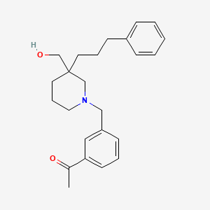 molecular formula C24H31NO2 B6060065 1-(3-{[3-(hydroxymethyl)-3-(3-phenylpropyl)-1-piperidinyl]methyl}phenyl)ethanone 