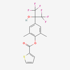 molecular formula C16H12F6O3S B6060075 2,6-dimethyl-4-[2,2,2-trifluoro-1-hydroxy-1-(trifluoromethyl)ethyl]phenyl thiophene-2-carboxylate 