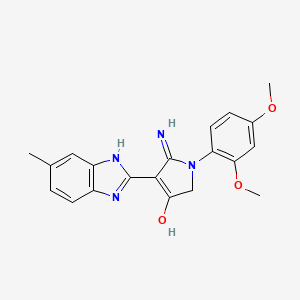 molecular formula C20H20N4O3 B6060076 5-amino-1-(2,4-dimethoxyphenyl)-4-(6-methyl-1H-benzimidazol-2-yl)-1,2-dihydro-3H-pyrrol-3-one 