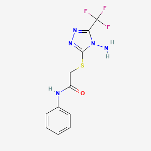 molecular formula C11H10F3N5OS B6060082 2-{[4-amino-5-(trifluoromethyl)-4H-1,2,4-triazol-3-yl]thio}-N-phenylacetamide 