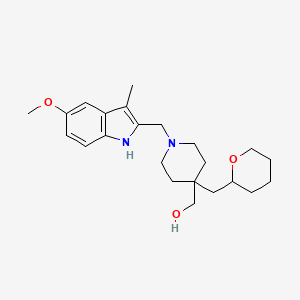 molecular formula C23H34N2O3 B6060084 [1-[(5-methoxy-3-methyl-1H-indol-2-yl)methyl]-4-(tetrahydro-2H-pyran-2-ylmethyl)-4-piperidinyl]methanol 