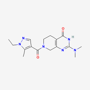 molecular formula C16H22N6O2 B6060107 2-(dimethylamino)-7-[(1-ethyl-5-methyl-1H-pyrazol-4-yl)carbonyl]-5,6,7,8-tetrahydropyrido[3,4-d]pyrimidin-4(3H)-one 