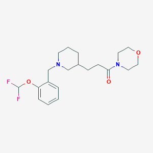 molecular formula C20H28F2N2O3 B6060117 4-(3-{1-[2-(difluoromethoxy)benzyl]-3-piperidinyl}propanoyl)morpholine 