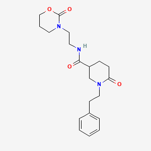 molecular formula C20H27N3O4 B6060143 6-oxo-N-[2-(2-oxo-1,3-oxazinan-3-yl)ethyl]-1-(2-phenylethyl)-3-piperidinecarboxamide 