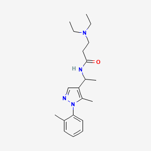 molecular formula C20H30N4O B6060150 N~3~,N~3~-diethyl-N~1~-{1-[5-methyl-1-(2-methylphenyl)-1H-pyrazol-4-yl]ethyl}-beta-alaninamide 