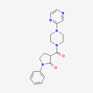 molecular formula C19H21N5O2 B6060158 1-phenyl-3-{[4-(2-pyrazinyl)-1-piperazinyl]carbonyl}-2-pyrrolidinone 