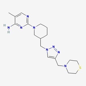 molecular formula C18H28N8S B6060180 5-methyl-2-(3-{[4-(4-thiomorpholinylmethyl)-1H-1,2,3-triazol-1-yl]methyl}-1-piperidinyl)-4-pyrimidinamine bis(trifluoroacetate) 